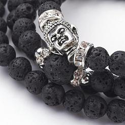 Natural Lava Rock Beaded Wrap Bracelets&nbsp;BJEW-JB02582