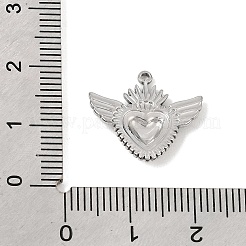 304ステンレスペンダント  翼のチャームが付いた聖なるハート  ステンレス鋼色  16.5x18x3mm  穴：1.2mm&nbsp;SA-CBAA487-15P