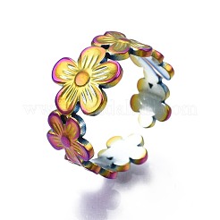304ステンレススチールひまわりカフリング  女性のためのレインボーカラーオープンリング  usサイズ6 1/2(16.9mm)&nbsp;RJEW-N038-096