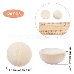 ウッドカボション  半円/ドーム  アンティークホワイト  19~19.5x10~10.5mm&nbsp;WOOD-PH0001-11B