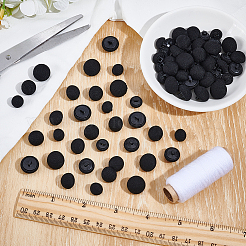 72個 3スタイル 1穴布製アルミシャンクボタン  プラスチック付き  半円  ブラック  10~14.5x8.5~11mm  穴：2~3x2~3mm  24個/スタイル&nbsp;DIY-NB0014-75B
