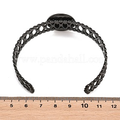 304ステンレススチールカフバングル作り  空白のバングルベース  丸いトレイ付き  イオンプレーティング（ip）  ブラック  内径：2.52x1.97インチ（6.4x5cm）  トレイのサイズ：20mm&nbsp;STAS-F366-11C-EB