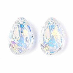 112個の電気メッキガラスチャーム  ティアドロップ  多面カット  カラフル  18x11.5x5.5mm  穴：1.8mm&nbsp;EGLA-T029-04B