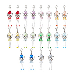 20Pcs 10 Colors Angel ABS Plastic Pearl & Acrylic & Alloy Pendant Decorations&nbsp;HJEW-PH02228