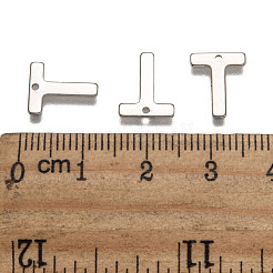 変色しにくい304ステンレススチールの文字チャーム  文字.t  11x9x0.5mm  穴：1mm&nbsp;STAS-O072-T