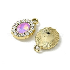 UVメッキ合金と混合色のガラスラインストーンペンダント  オーバル  ゴールドカラー  17.5x12x3.5mm  穴：2mm&nbsp;FIND-B039-06G