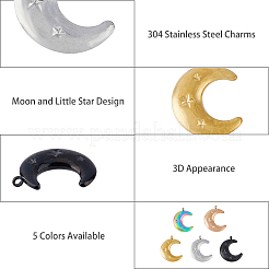 10Pcs 5 Colors 304 Stainless Steel Pendants&nbsp;STAS-DC0013-61