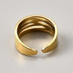 女性用304ステンレススチール調節可能なカフリング  ゴールドカラー  10mm  内径：17mm&nbsp;RJEW-WH0002-41E-G