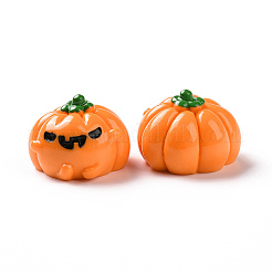 ハロウィーン不透明樹脂カボション  3D カボチャのジャック・オ・ランタン  ダークオレンジ  19x27.5x26.5mm&nbsp;RESI-D063-15C
