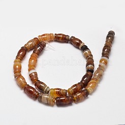 カラムナチュラルストライプ瑪瑙/縞瑪瑙ビーズ連売り  染め  15x8mm  穴：1.2mm  約25個/連  14.9インチ&nbsp;G-M258-41