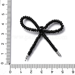 Alloy & Glass Seed Beads Bowknot Chandelier Component Links&nbsp;PALLOY-D359-03G