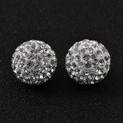 中東風ラインストーンビーズ  パヴェボールディスコビーズ  ポリマークレイと  片穴  ラウンド  クリスタル  14mm  穴：1mm&nbsp;RB-D044-14mm-08A