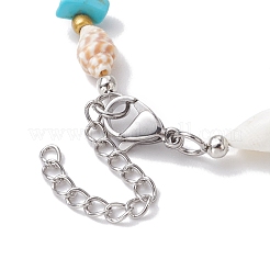 Summer Beach Synthetic Turquoise Chip & Shell Beaded Bracelets for Women&nbsp;BJEW-JB10286