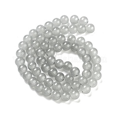 ジェイド風ガラスビーズ連売り  スプレー塗装  ラウンド  ライトグレー  8mm  穴：1.3~1.6mm  約100個/連  31.4インチ&nbsp;DGLA-S076-8mm-30