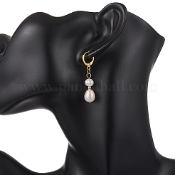 Oval Natural Cultured Freshwater Pearl Leverback Earrings&nbsp;EJEW-JE06972