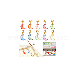 Handmade Lampwork Moon Pendant Locking Stitch Markers&nbsp;HJEW-NB00131
