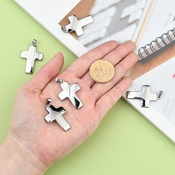 変色防止クロス304ステンレススチール表面ペンダント  ステンレス鋼色  36x24x4mm  穴：5x9mm&nbsp;STAS-D146-03
