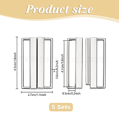 長方形合金ウエストベルトバックル5個  衣服アクセサリー装飾用  プラチナ  45x27x6mm  内径：41x5mm&nbsp;FIND-PH0027-19