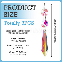 3Pcs Crystal Glass Hanging Sun Catcher&nbsp;AJEW-TADJ0001-08B