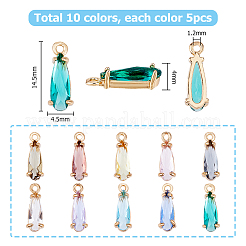 50Pcs 10 Colors Faceted Glass Charms&nbsp;GLAA-HS0001-08