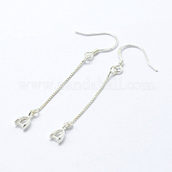 925スターリングシルバーピアスフックパーツ  ベネチアンチェーンとペンダントバチカン付き  銀  50x0.8mm  20ゲージ  ピン：0.8mm&nbsp;X-STER-I014-27S