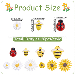 100Pcs 10 Styles Resin Cabochons&nbsp;FIND-SC0022-30