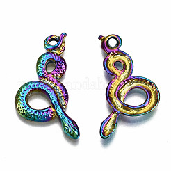 レインボーカラーアロイペンダント  カドミウムフリー＆鉛フリー  ヘビ  26.5x20.5x2.5mm  穴：2mm&nbsp;PALLOY-S180-066-RS