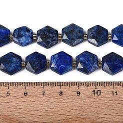 天然石ラピスラズリビーズ連売り  多面カット六角形  シードビーズで  11.5~12.5x13~14x4~5.5mm  穴：1~1.2mm  約26~28個/連  14.37~15.75インチ（36.5~40cm）&nbsp;G-N368-01A-05