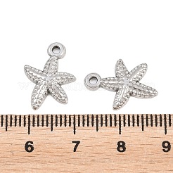 304ステンレスペンダント  質感のあるヒトデのチャーム  ステンレス鋼色  17x12x2mm  穴：1.5mm&nbsp;X-STAS-L317-08P