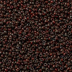MIYUKIラウンドロカイユビーズ  日本製シードビーズ  （rr4513)不透明な赤いピカソ  15/0  1.5mm  穴：0.7mm  約5555PCS /ボトル  10 G /ボトル&nbsp;SEED-JP0010-RR4513
