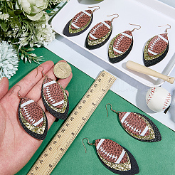 4Pair Rugby Leather with 304 Stainless Steel Dangle Earring&nbsp;EJEW-CL00002