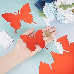 プラスチックミラーウォールステッカー1セット  粘着ミラータイル  家の居間の寝室の装飾のため  3 Dの蝶  30個のアクリル両面テープ付き  レッドオレンジ  10~300x10~300x1mm&nbsp;AJEW-CN0001-65B
