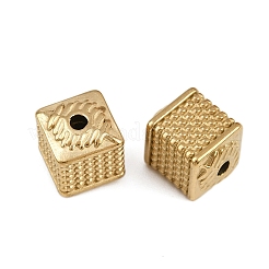 304ステンレススチールビーズ  イオンプレーティング（ip）  キューブ  18KGP本金メッキ  9.5x8x8mm  穴：1.8mm&nbsp;STAS-K295-23G