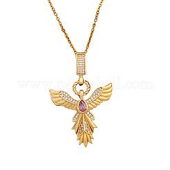Brass Pave Cubic Zirconia Phenix Pendant Necklaces for Women&nbsp;WGFFBCE-01