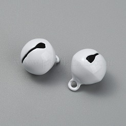 塗装鉄ペンダント  ベルチャーム  ホワイト  17.5x13.5mm  穴：2mm&nbsp;IFIN-WH0065-14G