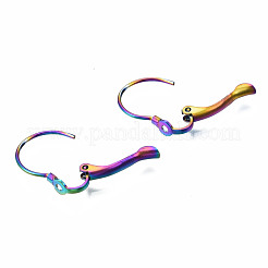 304ステンレススチールフレンチフックピアス金具  耳ワイヤー  虹色  19x16x2.5mm  穴：1.4mm  ピン：0.8mm&nbsp;STAS-N098-003