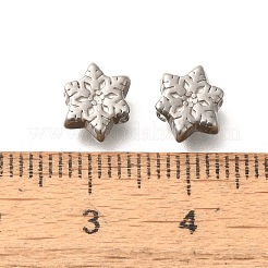 304ステンレススチールビーズ  スノーフレーク  ステンレス鋼色  7x3mm  穴：1.8mm&nbsp;STAS-I321-57G
