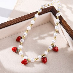 Brass Micro Pave Clear Cubic Zirconia Beaded Necklaces&nbsp;NJEW-Z059-04G-03
