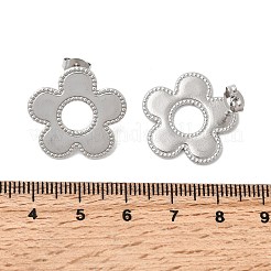 304ステンレススチールフラワースタッドピアス  ステンレス鋼色  20.5x21mm&nbsp;LS-EJEW-F398-02P