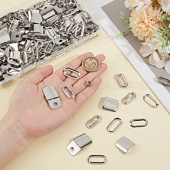 鉄製野球帽キャップバックルストラップ留め金クリップキット40セット  アイレット付き帽子キャップバックル  バックパックストラップ用の調節可能なバックル  プラチナ  21x21x7mm&nbsp;FIND-BC0014-10P