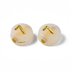 蓄光アクリルビーズ  暗闇で光る  ライン入り  水平穴  番号付きのフラットラウンド  ゴールド  7x3.5mm  穴：1.2mm  約3600個/500g&nbsp;MACR-S273-66