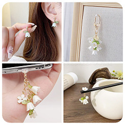 60個 3スタイル ABSプラスチック模造真珠とアクリルパーツ  花  真鍮パーツ  ホワイト  15.3mm  穴：2mm  20個/スタイル&nbsp;PALLOY-TAC0280