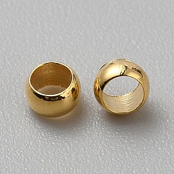 真鍮製つぶし玉カシメ玉  ロンデル  18KGP本金メッキ  3x1.5mm  穴：2mm  約150個/5g&nbsp;LS-KK-WH0056-83C-G01