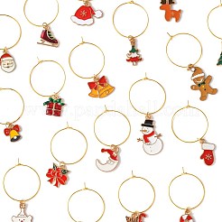 20Pcs 20 Styles Christmas Theme Alloy Enamel Wine Glass Charms&nbsp;HJEW-HS00082