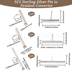 3Pcs 3 Styles 925 Sterling Silver Pin to Pendant Converter&nbsp;STER-BBC0008-54S