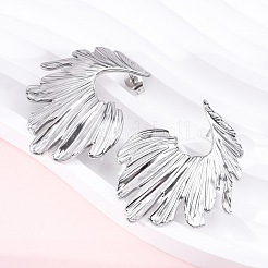 女性用304ステンレススチールスタッドピアス  花  ステンレス鋼色  32x22.5mm&nbsp;EJEW-K306-11P