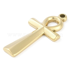 イオンプレーティング（IP）304ステンレスペンダント  アンククロスチャーム  18KGP本金メッキ  37x18x3mm  穴：2.5mm&nbsp;STAS-P366-72G