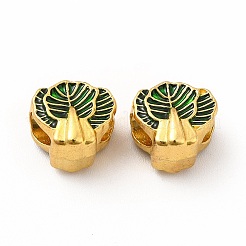 メッキ合金エナメル欧州ビーズラック  大穴ビーズ  キャベツ  マットゴールドカラー  9.5x11x8.5mm  穴：4.2mm&nbsp;PALLOY-A001-19MG