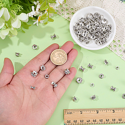 100Pcs 6 Styles Tibetan Style Alloy Lotus Double Sided Bead Caps&nbsp;TIBEB-ME0001-17