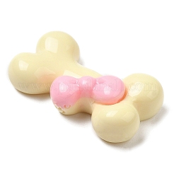 漫画の不透明樹脂カボション  かわいいペットのカボション  犬用の骨  レモンシフォン  13x23x6mm&nbsp;CRES-M021-01C-02